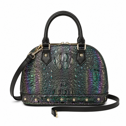 Sac à main en cuir véritable effet croco – Élégant et raffiné