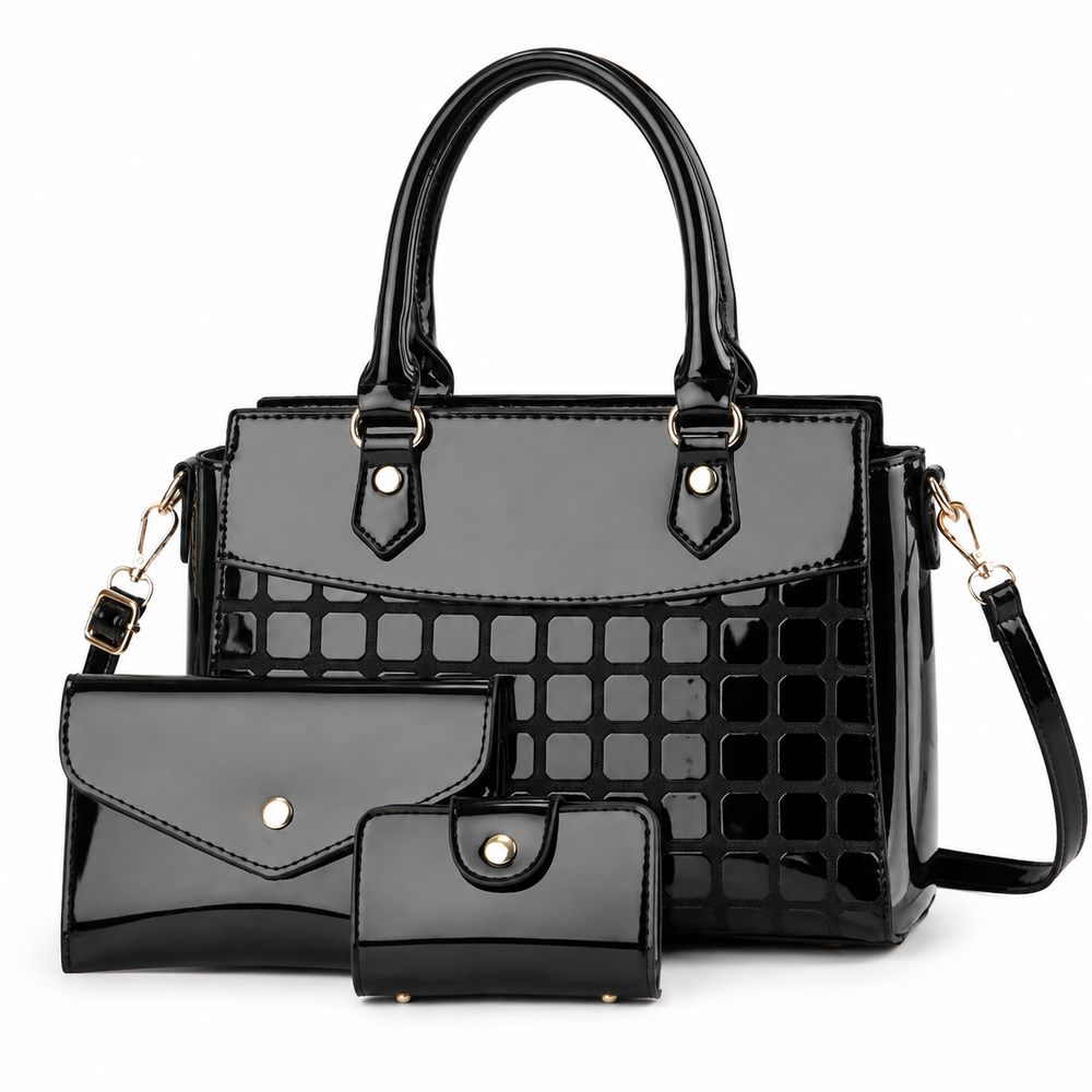 Ensemble Élégance – Sac à main embossé 3 pièces