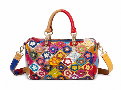 Sac à main Jardin Bohème en cuir – Motif floral