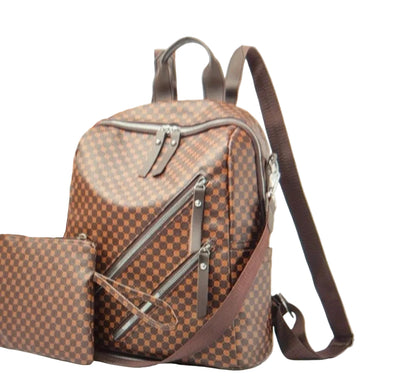 Sac à dos femme rétro à carreaux – Élégance Vintage