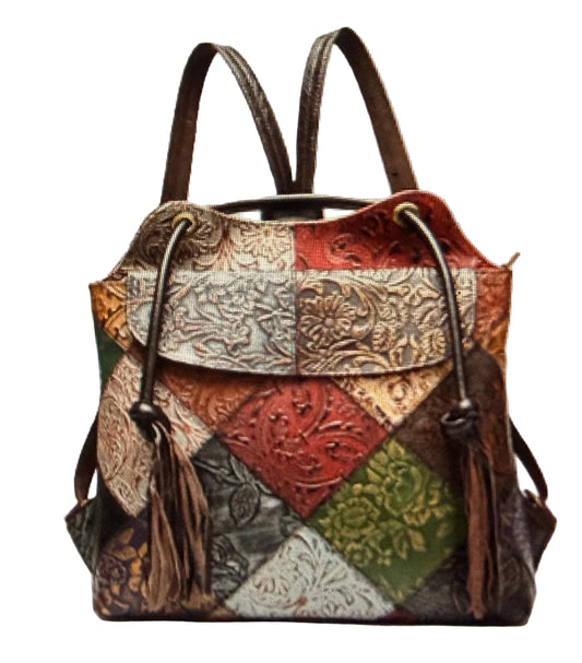 Sac à dos convertible en cuir – Bohème Patchwork